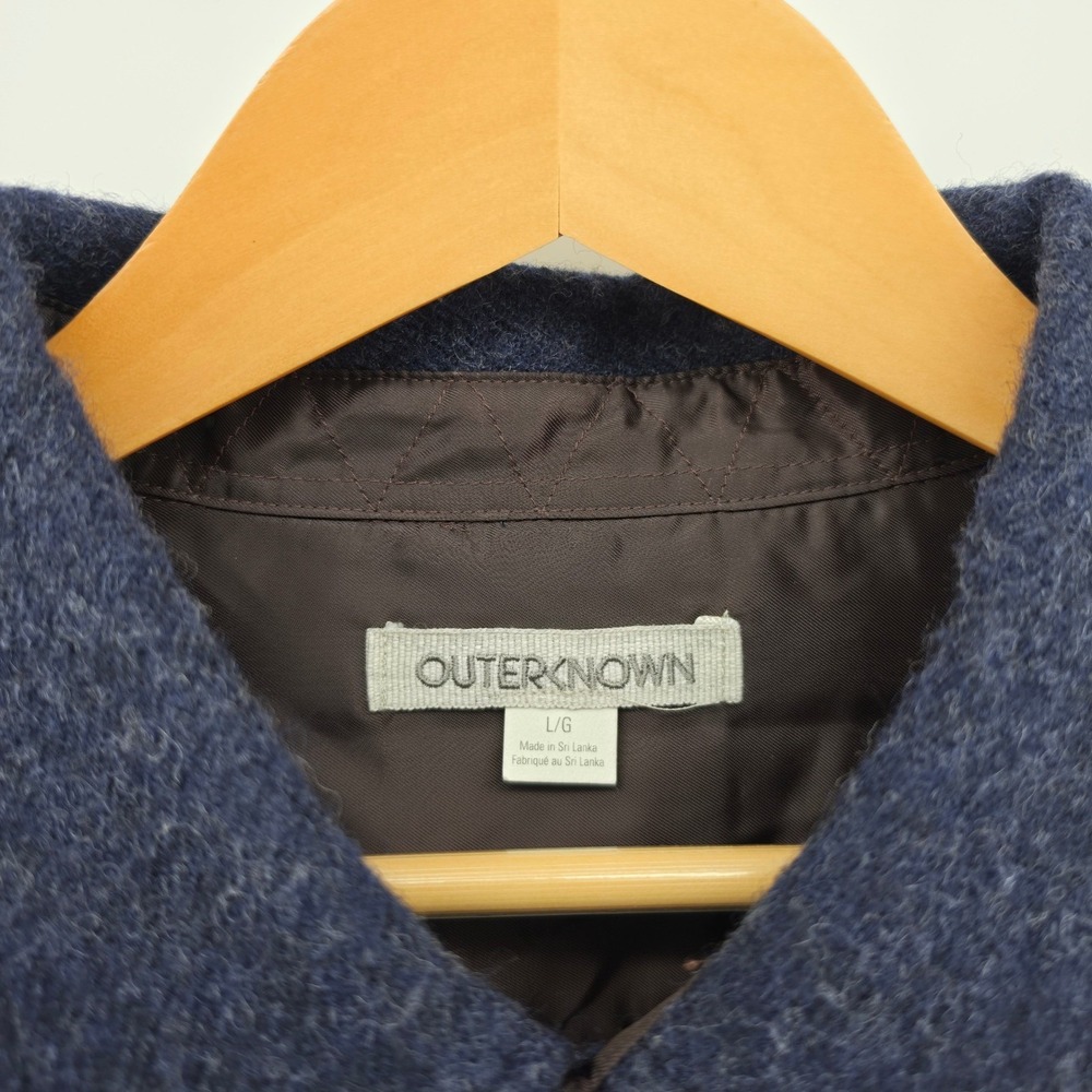 Outerknown Wool Shirt Jacket Mens Large Navy Blue Heavyweight 100% Wool Shacket - Picture 3 of 7